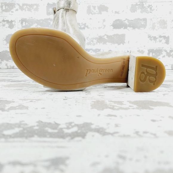 New PAUL GREEN Leather Ankle Strap Open Toe Block Heel Sandals M814 - Picture 8 of 13